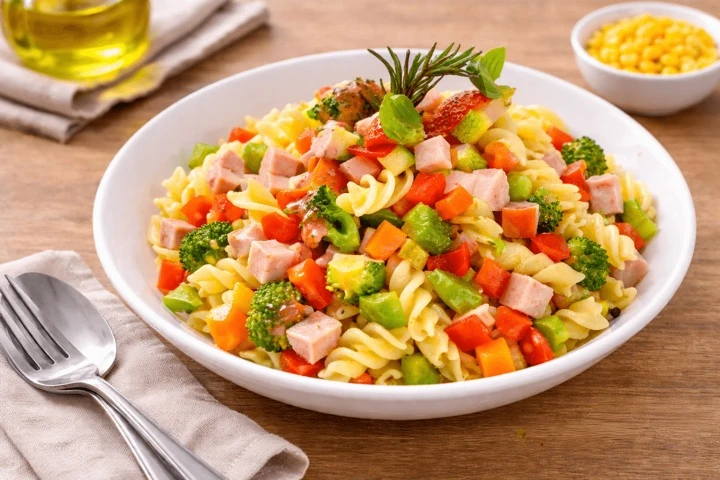 Imagen de Ensalada de pasta fría con jamón